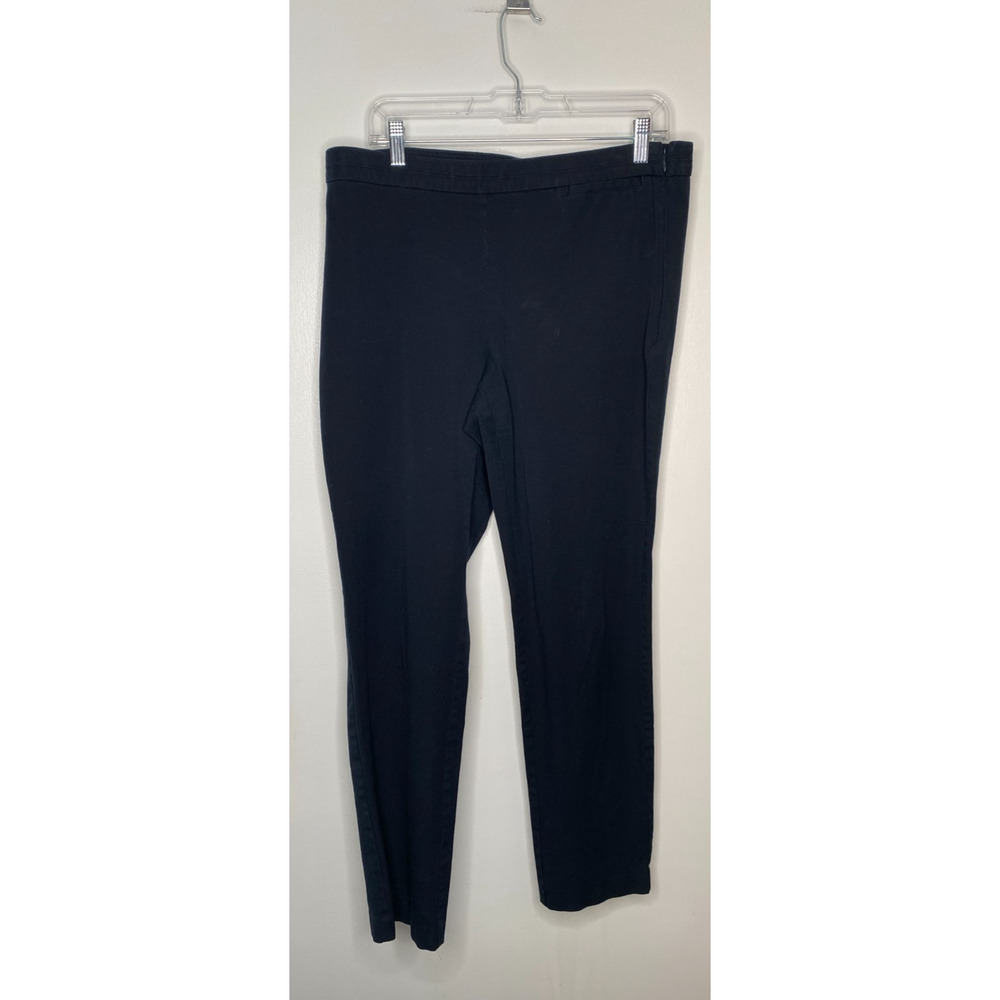 J.Jill Womens Navy Cotton Blend Straight Leg Pants Side Zip Stretch Size 14 Tall